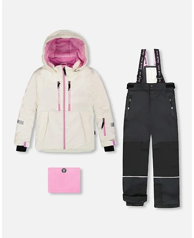 Deux par Girls Two-Piece Teknik Snowsuit Off-White