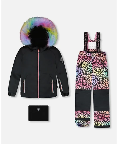 Deux par Girl Two-Piece Play Snowsuit Rainbow Leopard