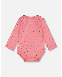 Deux par Baby Girl Cotton Long Sleeve Romper Pink Floral