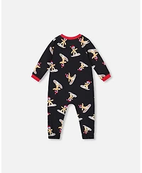 Deux par Baby Boy One-Piece Cotton Pajama Black Cookie Print