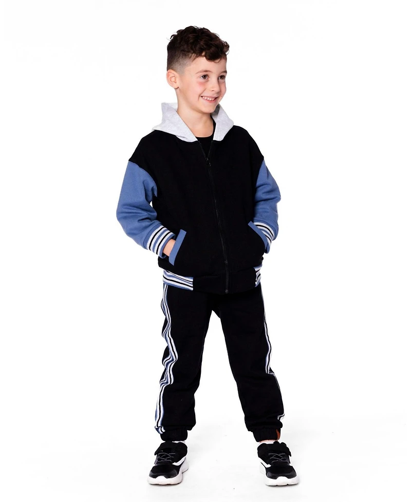 Deux par Toddler Boys Full Zip Hooded Fleece Jacket Black - Toddler|Child