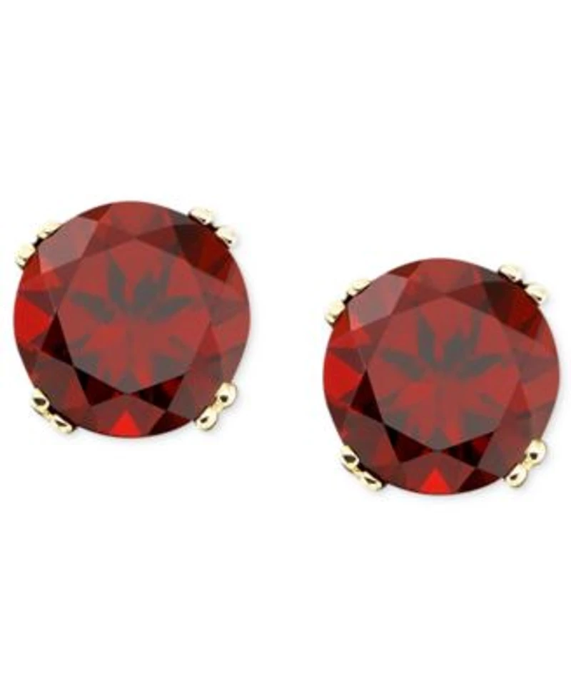 Semi Precious Gemstone Round Stud Earrings In 14k White Yellow Gold