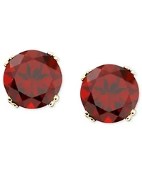 Semi Precious Gemstone Round Stud Earrings In 14k White Yellow Gold