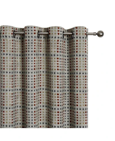 Kate Aurora 2 Piece Multi Color Modern Contempo Abstract Chenille Light Filtering Grommet Top Curtains - Neutral