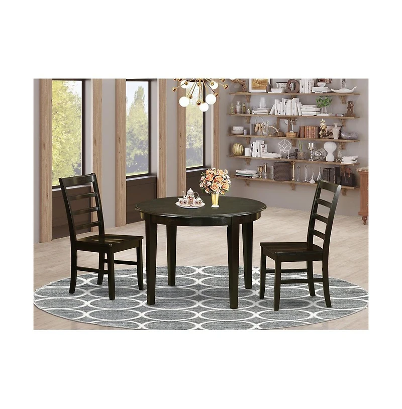 East West Furniture 3 Pc small Kitchen Table and Chairs set-Table and 2 Wood Dining Chairs