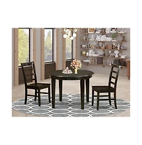 East West Furniture 3 Pc small Kitchen Table and Chairs set-Table and 2 Wood Dining Chairs