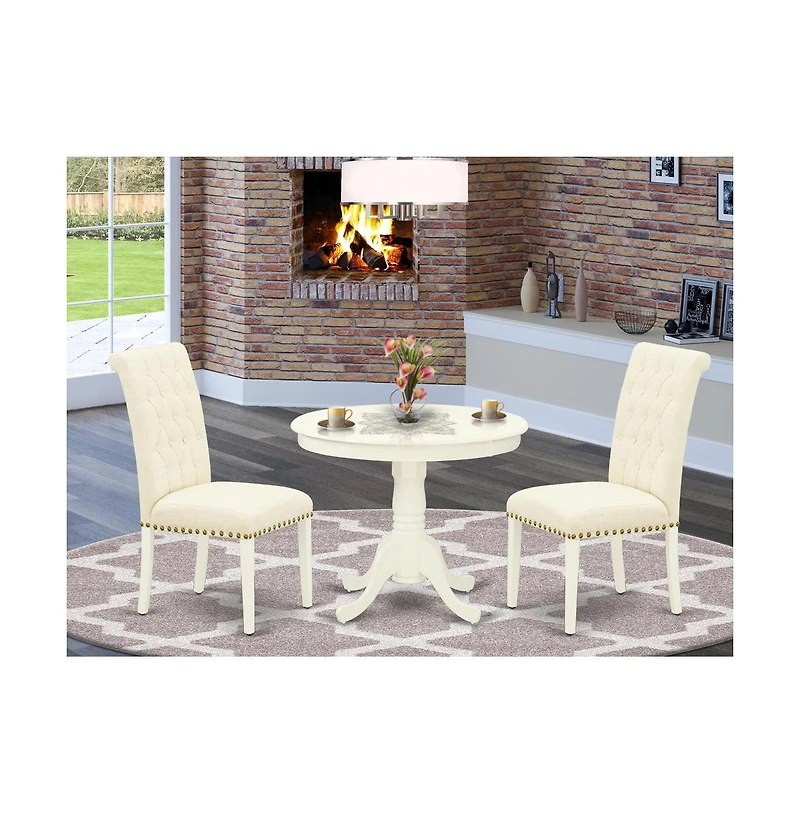 East West Furniture Dining Room Set Linen White