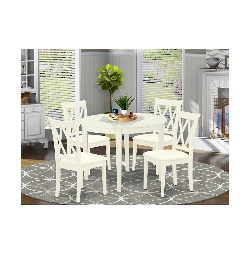 East West Furniture Dining Room Set Linen White