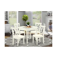 East West Furniture Dining Room Set Linen White