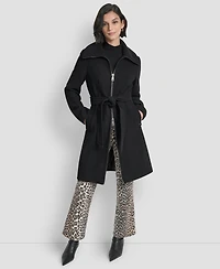 Dkny Petite Belted Zip Front Coat