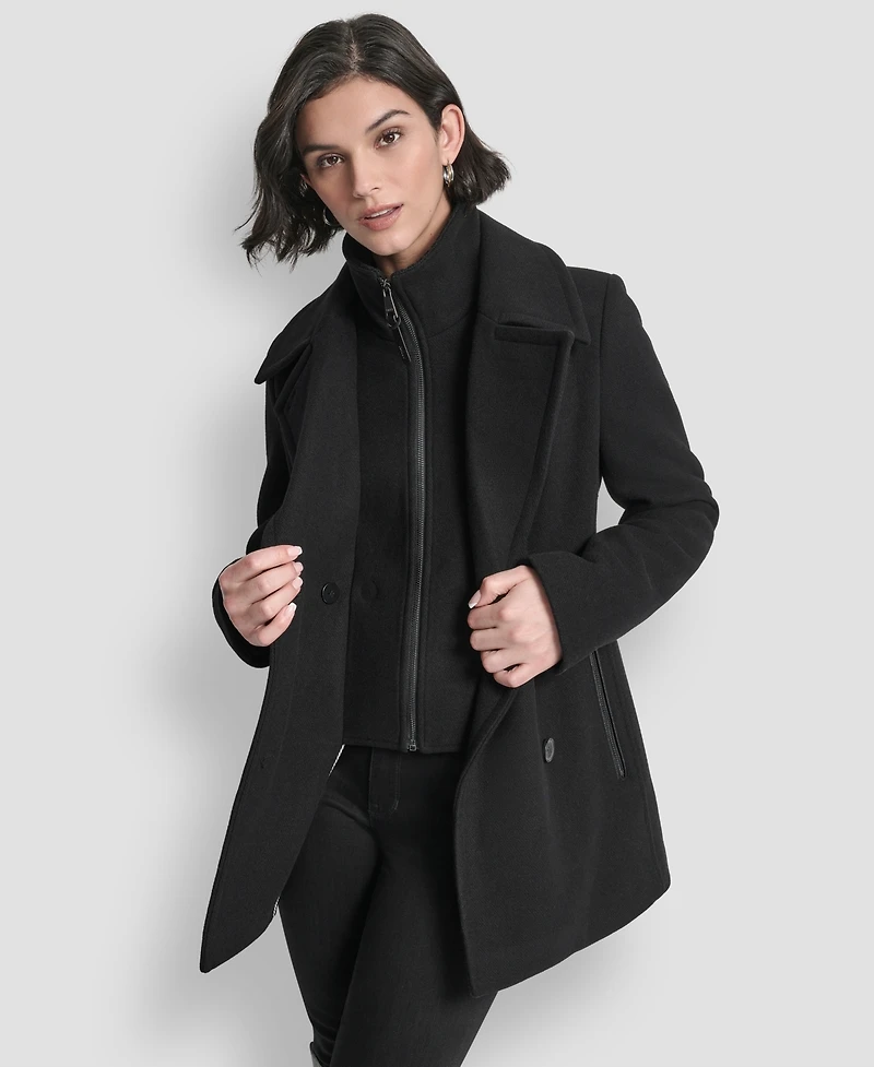 Dkny Women's Double-Breasted Bibbed Collared Coat