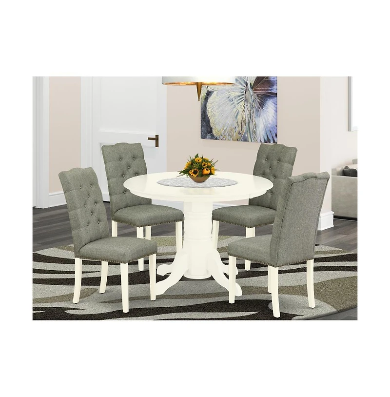 East West Furniture Dining Room Set Linen White
