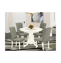 East West Furniture Dining Room Set Linen White