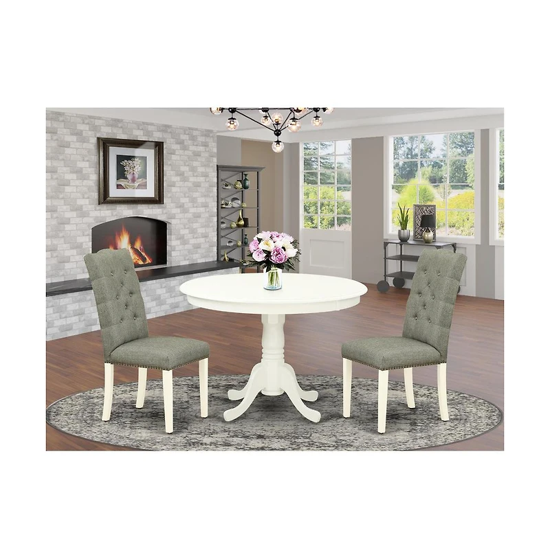 East West Furniture Dining Room Set Linen White