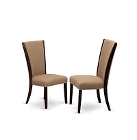 East West Furniture modern dining table set of 4 amazing kitchen dining chairs with Linen Fabric Light Sable color and an attractive two 9" drop