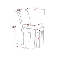 East West Furniture 5 Piece Dinning Room Table Set Contains 1 Drop Leaves Wooden Table and 4 White Pu Leather Upholstered Chair with High Back