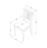 East West Furniture 5 Piece Dining Table Set - Linen White Dining Room Table and 4 Linen White Wooden Dining Chairs with Slatted Back