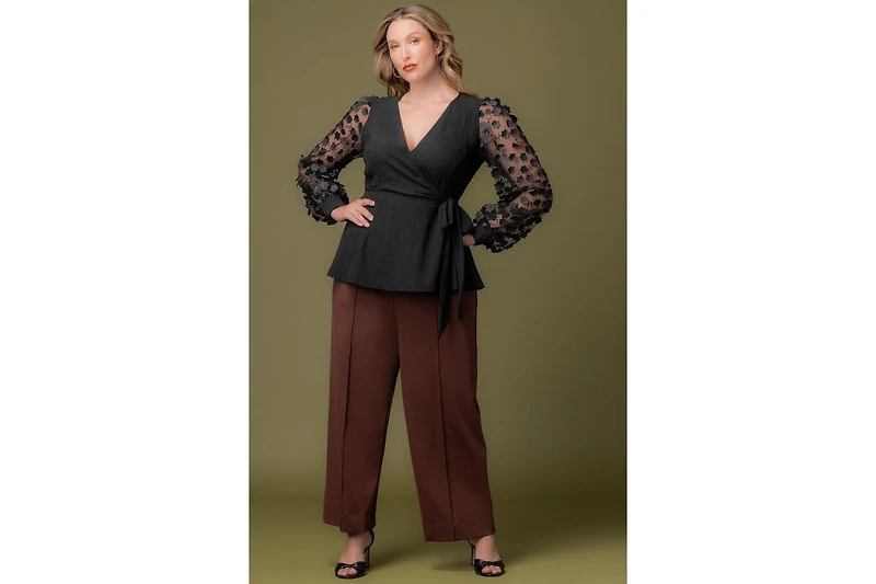 Kiyonna Women's Plus Polished Ponte Wide Leg Pants