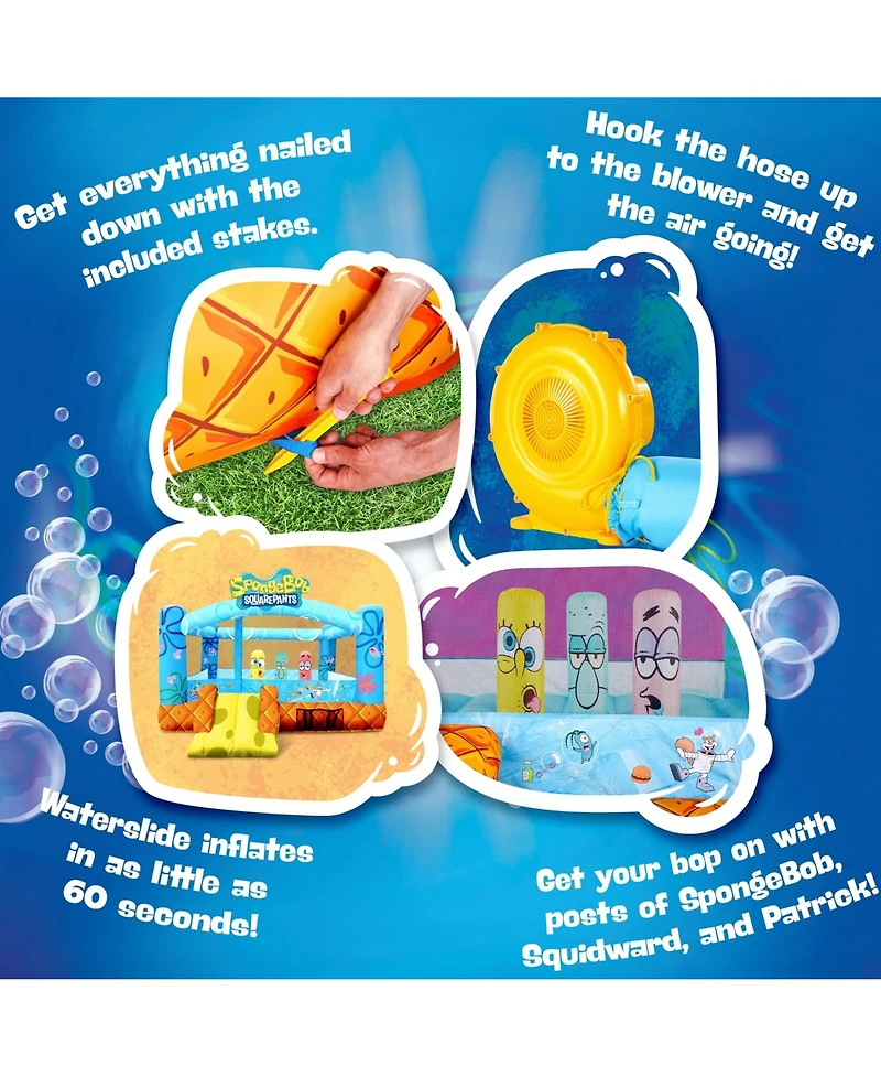 Sunny & Fun SpongeBob Inflatable Bounce House for Kids with Air Blower, Stakes & Repair Kit