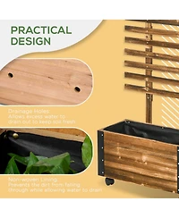Outsunny Raised Garden Bed, Wooden Planter with Trellis, and Wheels,