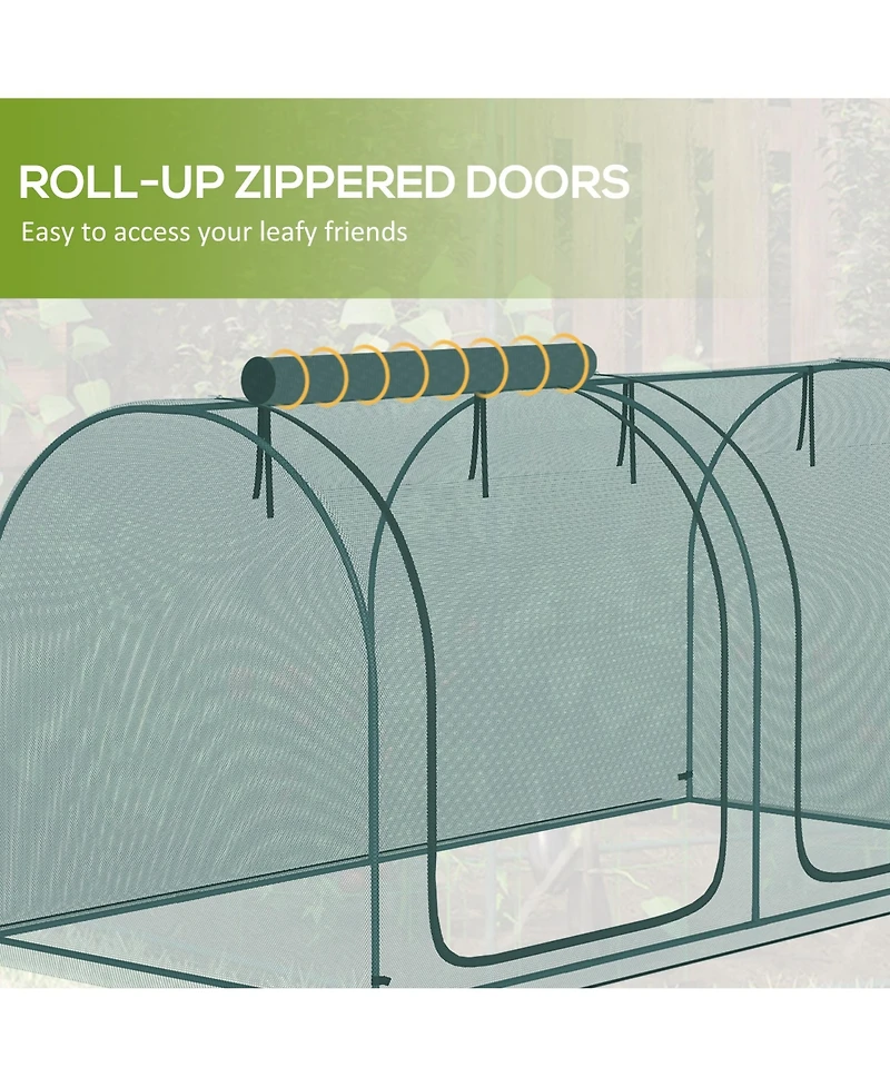 Outsunny 8 x 4ft Crop Cage with Two Zippe Doors and Storage Bag,
