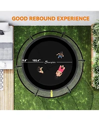 Soozier 10ft Outdoor Trampoline with Net Enclosure, Curved Poles