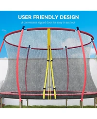 Soozier 10ft Outdoor Trampoline with Net Enclosure, Curved Poles,