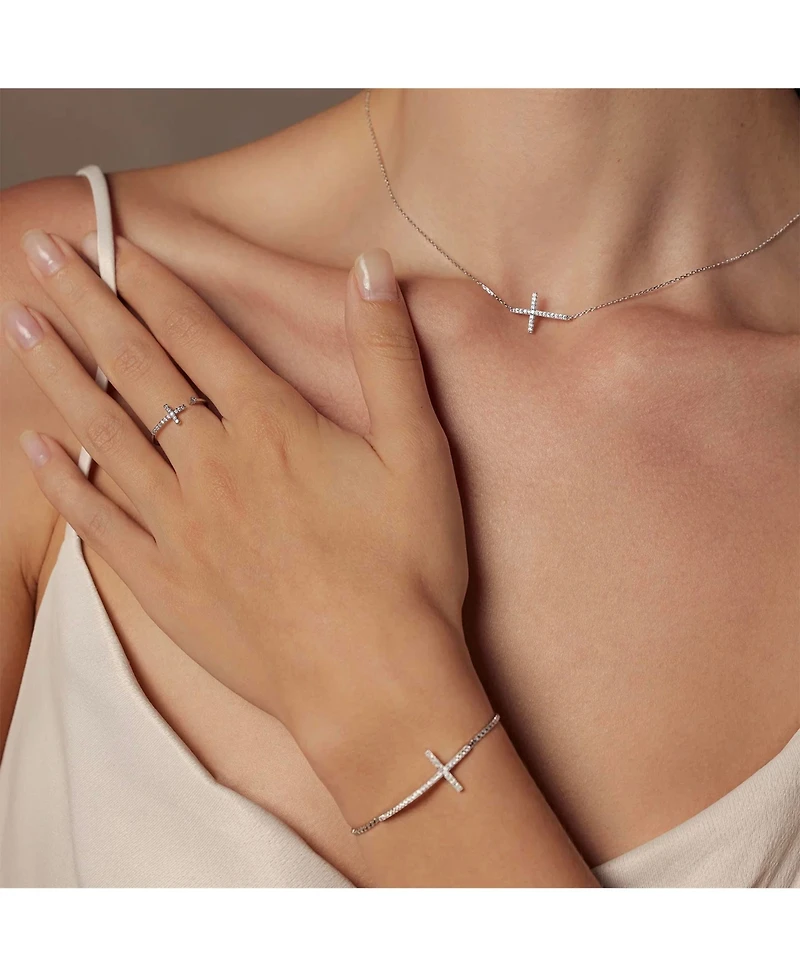Sterling Silver Horizontal Cross Necklace – Minimalist Summer Jewelry, Trending for Summer