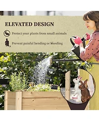 Outsunny Elevated Natural Garden Plant Sd Outdoor Flower Bed Box Wooden