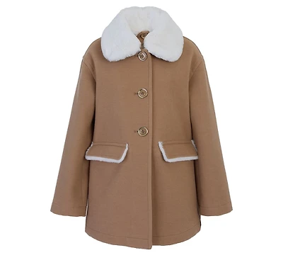 Michael Kors Big Girls Faux Wool Collar Jacket