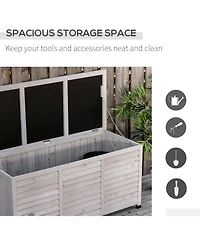 Outsunny 50" x 22" Woden Outdoor Storage Deck Box with Large Open Space