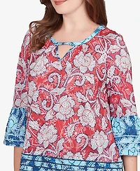 Ruby Rd. Petite Speckled Floral Flounce Sleeve Top