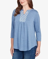Ruby Rd. Petite Textured Knit Embellished Top