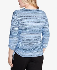 Alfred Dunner Petite Spliced Textured Stripe Knit Top