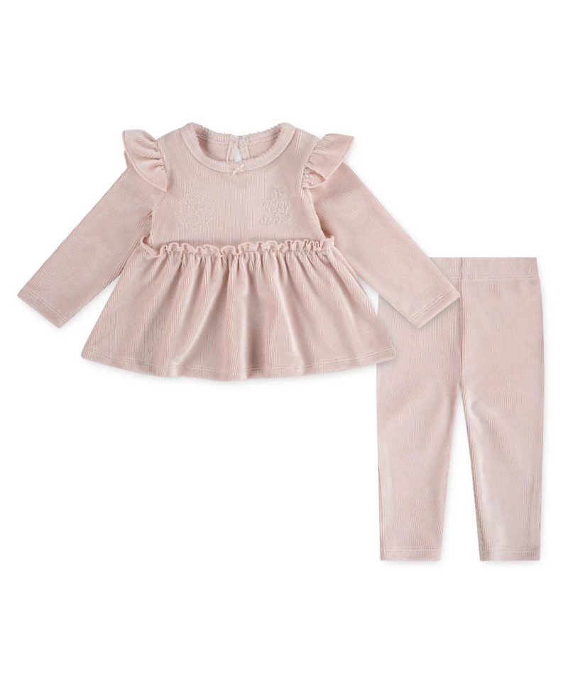 Huggies Baby Girl Long Sleeve Top and Leggings, 2-Piece Set