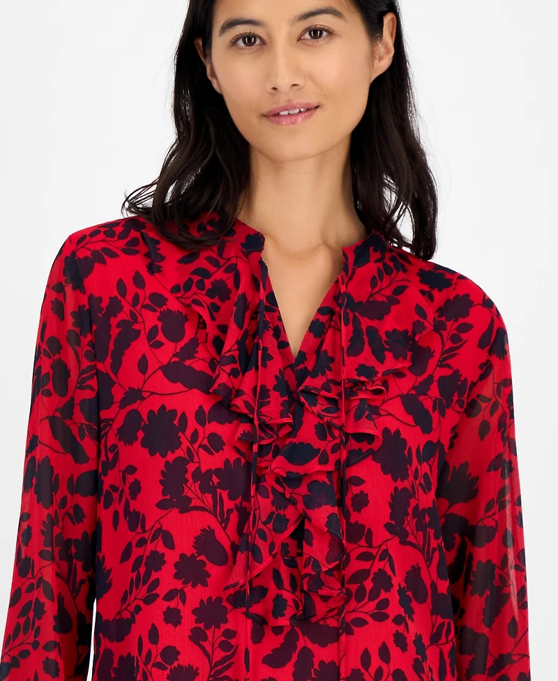 Tommy Hilfiger Women's Floral-Print Ruffled Top