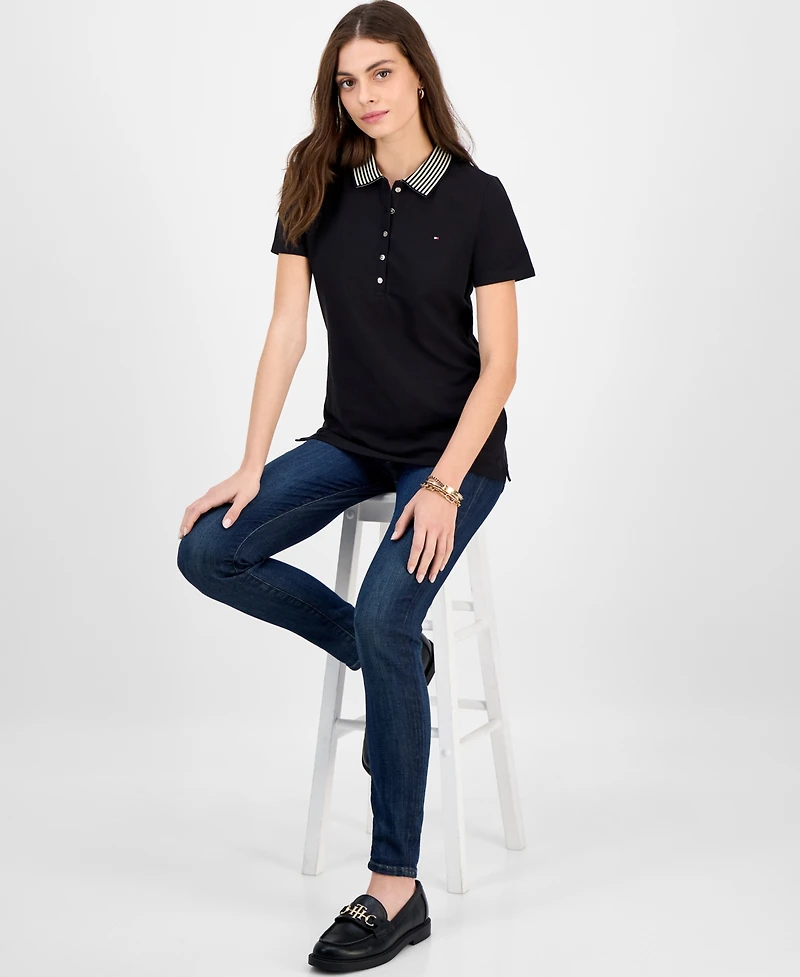 Tommy Hilfiger Women's Metallic Striped-Collar Polo Shirt
