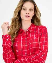 Nautica Jeans Women's Grid-Print Utility Shirt