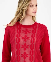 Nautica Jeans Women's Cotton Snowflake-Motif Sweater