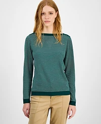 Nautica Jeans Women's Cotton Striped Boat-Neck Sweater