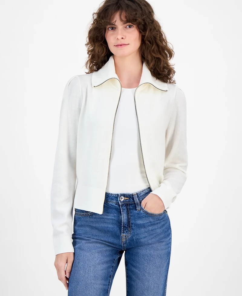 Nautica Jeans Women's Cotton Zip-Front Cardigan Sweater
