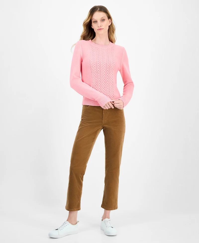 Nautica Women's Cotton Heart Cable Crewneck Sweater