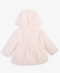 First Impressions Baby Girls Hooded Embossed-Heart Faux-Fur Jacket, Macy's Exclusive