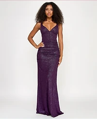 Emerald Sundae Juniors' Glitter Corset Mermaid Gown