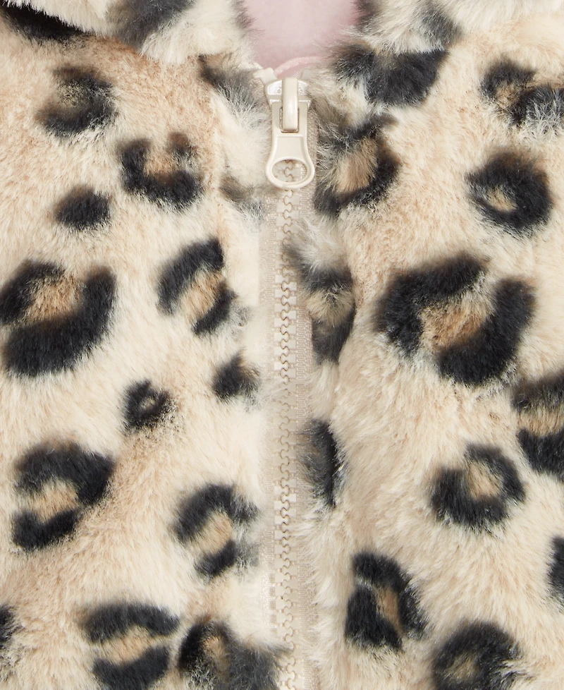 First Impressions Baby Girls Leopard-Print Faux-Fur Hooded Jacket, Macy's Exclusive