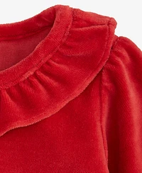 First Impressions Baby Girls Long-Sleeve Ruffle-Neck Velour Top, Macy's Exclusive
