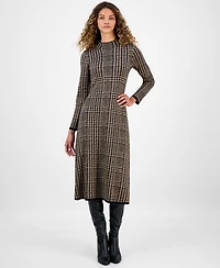 Robbie Bee Women's Printed Long-Sleeve Sweater Dress