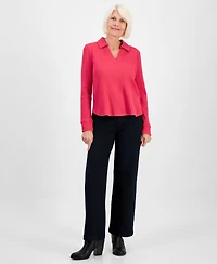 Style & Co Petite Collared Long-Sleeve Thermal Top, Macy's Exclusive