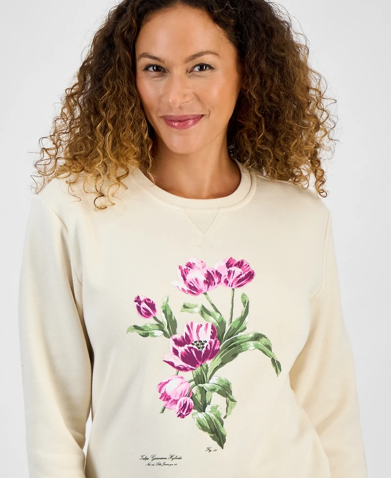 Style & Co Petite Leicester Floral Graphic Print Sweatshirt, Macy's Exclusive