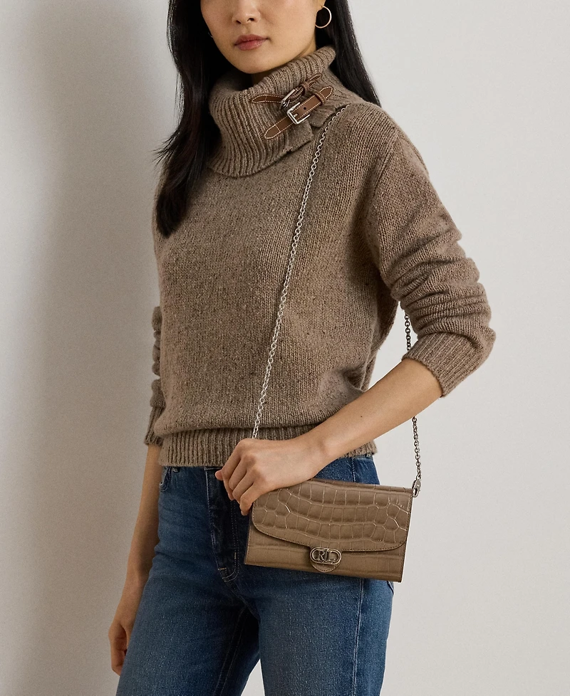 Lauren Ralph Adair Croc-Embossed Leather Small Crossbody